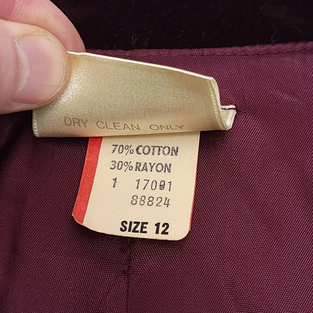 Koret Velvet Blazer Womens Size 12 Vintage Burgundy‎ Coat Jacket